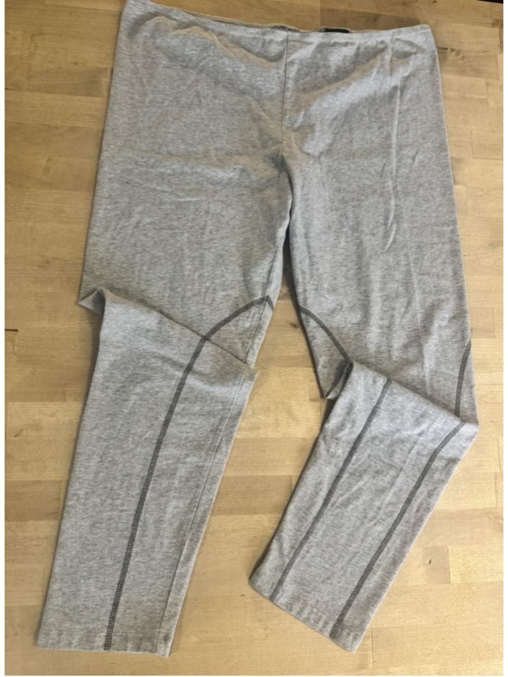 Norma Kamali Women's Light Gray Legging Pants Size XXL Cotton Dark Gray Stripes